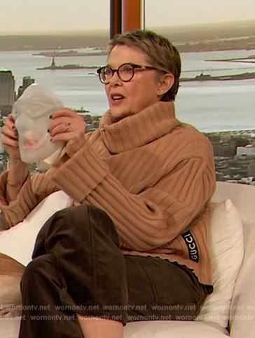 Annette Bening’s beige turtleneck sweater on The Drew Barrymore Show