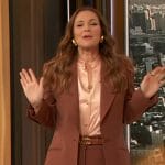 Drew’s pink satin blouse and blazer on The Drew Barrymore Show