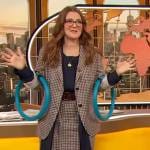 Drew’s check blazer and skirt on The Drew Barrymore Show