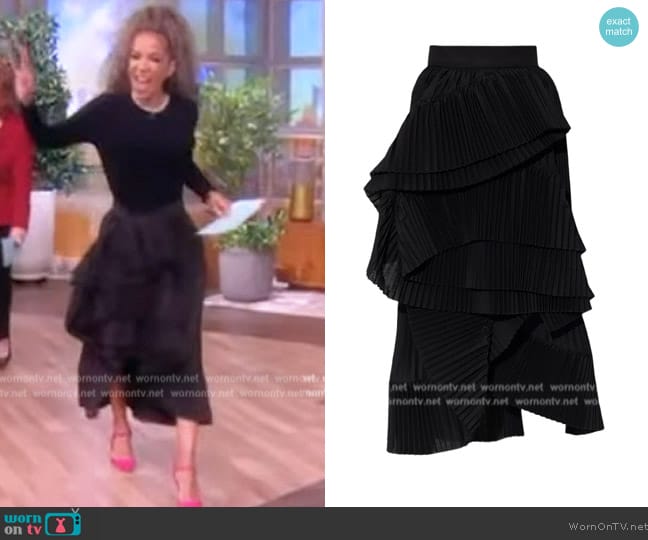 Dries Van Noten Pleated Skirt With Ruffles worn by Sunny Hostin on The View