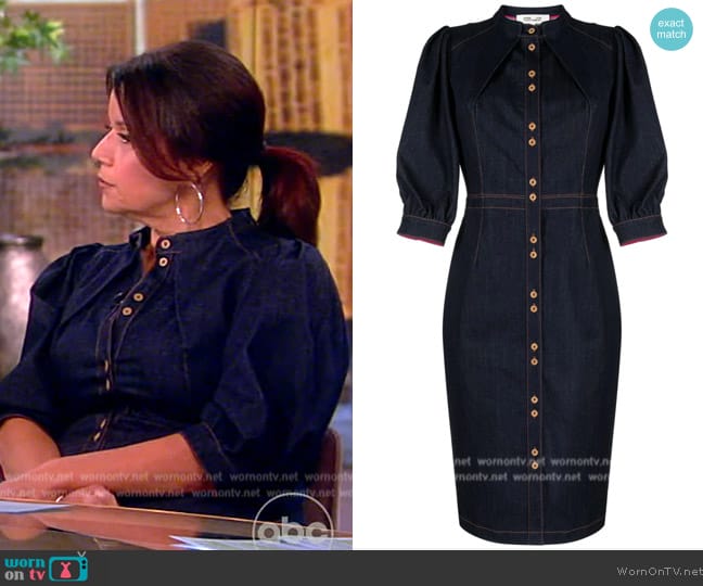 Diane von Furstenberg Perla denim midi dress worn by Ana Navarro on The View