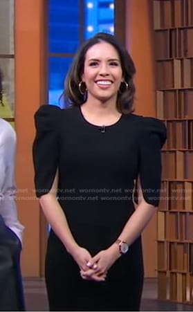 Edith Bracho-sanchez’s black puff sleeve sheath dress on Good Morning America