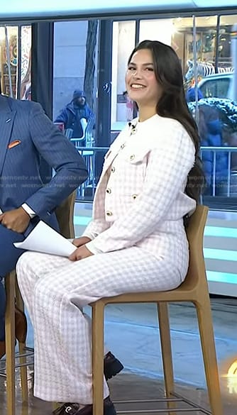 Elena Besser’s pink plaid tweed blazer and pants on Today