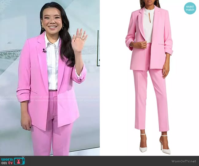 Elie Tahari Stella Notched Open-Front Blazer and Pants worn by Vivian Tu on Today