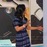 Elizabeth Werner’s blue checked asymmetric dress on CBS Mornings