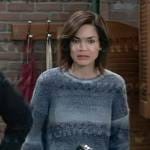 Elizabeth’s blue ombre sweater on General Hospital