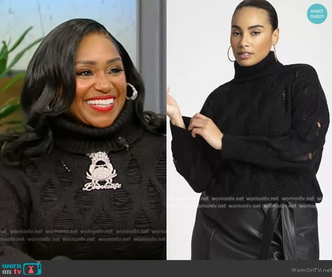 Eloquii Novelty Stitch Sweater worn by Bethany Gaskin on Tamron Hall Show