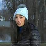 Emilie’s black quilted jacket and blue beanie on Today