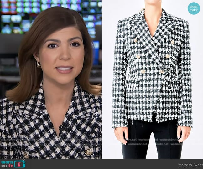 Endless Rose Checked Tweed Blazer worn by Monica Alba on Today