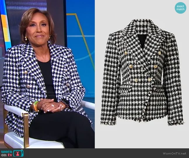 Endless Rose Checked Tweed Blazer worn by Robin Roberts on Good Morning America