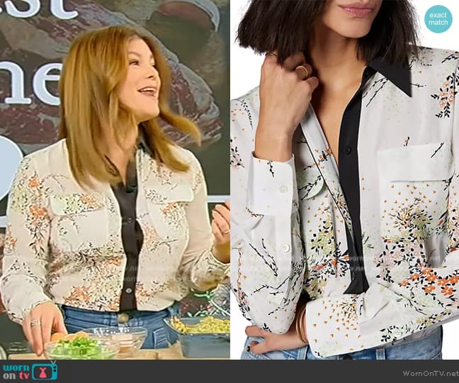 Equipment Slim Signature Silk Shirt worn by Gail Simmons on Tamron Hall Show