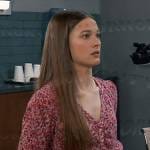 Esme’s red floral v-neck top on General Hospital