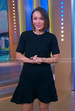 Eva's black patterned mini dress on Good Morning America