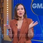 Eva’s brown double breasted blazer on Good Morning America