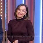 Eva’s brown ribbed turtleneck dress on Good Morning America