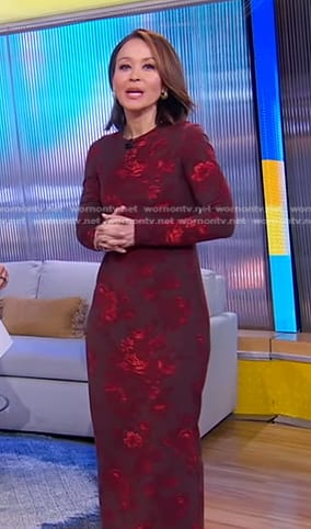 Eva’s burgundy floral dress on Good Morning America