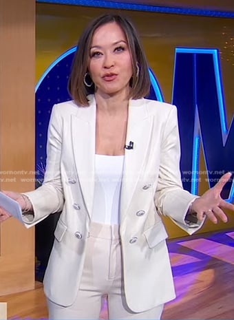 Eva's ivory double breasted blazer on Good Morning America