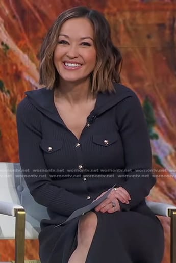 Eva’s navy ribbed button front dress on Good Morning America