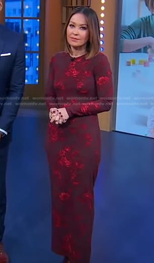 Eva’s burgundy floral dress on Good Morning America