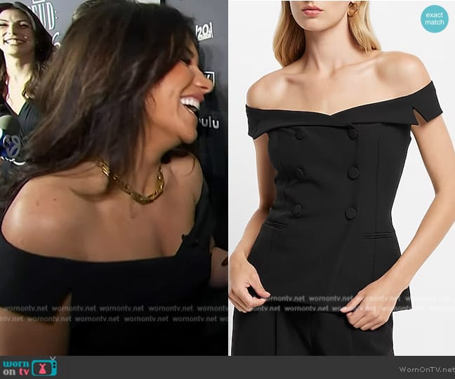 Express Off The Shoulder Double Breasted Structured Top worn by Joelle Garguilo on E! News