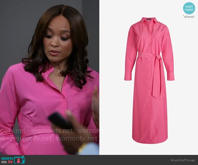 Express Boyfriend Poplin Portofino Maxi Shirt Dress worn by Penelope (Stal Stowers) on Tyler Perrys Sistas