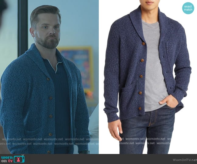 Faherty Marl Cotton Blend Cardigan worn by T.J. Linnard (T.J. Linnard) on Good Trouble