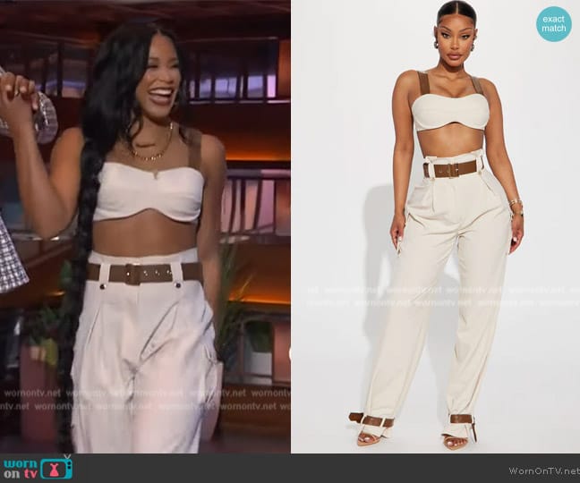 Fashion Nova Looking Your Way Pant Set worn by Bianca Belair on The Kelly Clarkson Show