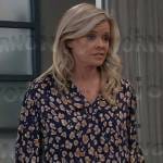 Felicia’s blue and yellow leopard print blouse on General Hospital