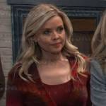 Felicia’s red striped cardigan on General Hospital