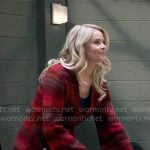 Felicia’s red striped cardigan on General Hospital