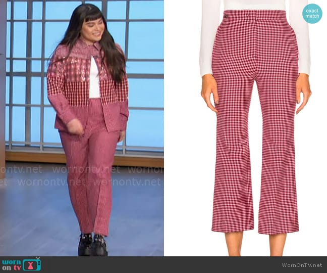 Fendi Micro Madras Wool Pants worn by Devery Jacobs on The Talk