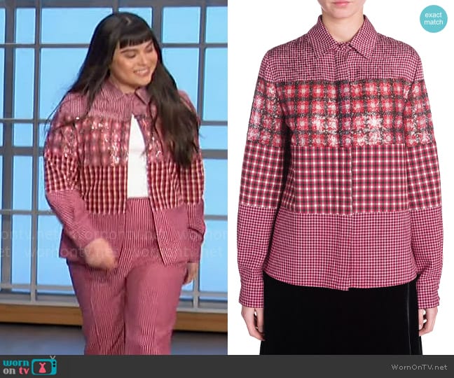 Fendi Sequin Panel Shirt worn by Devery Jacobs on The Talk