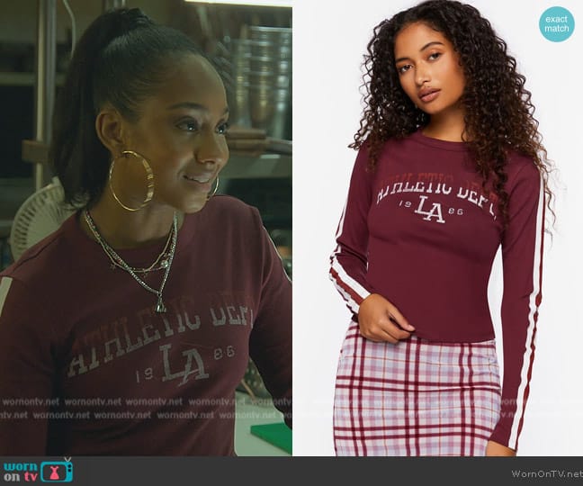 Forver 21 Athletic Dept Graphic Baby Tee worn by Tetona Jackson (Tetona Jackson) on Good Trouble