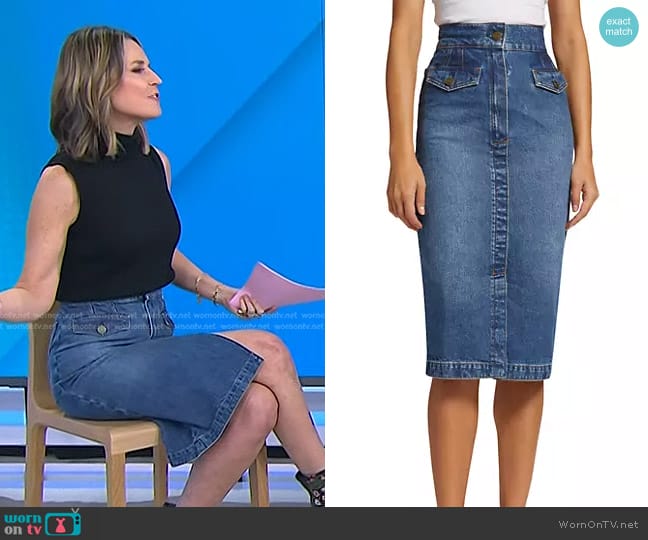 Frame The Vent-Front Denim Midi-Skirt worn by Savannah Guthrie on Today