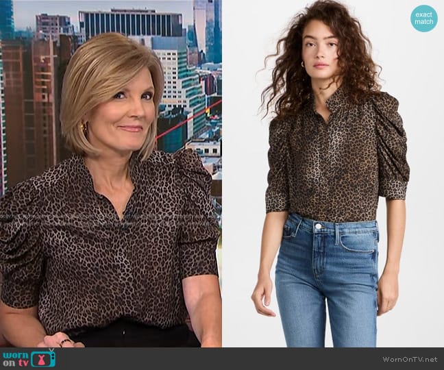 Frame Gillian Blouse in Leo Multi worn by Kate Snow on NBC News Daily