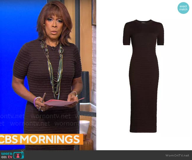 WornOnTV: Gayle King’s brown ribbed short sleeve dress on CBS Mornings ...