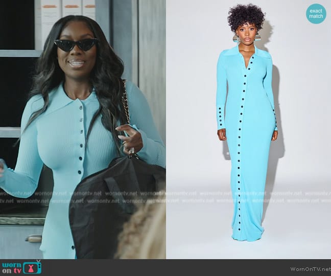 Fumi Naomi Dress in Aqua Blue worn by Wendy Osefo on The Real Housewives of Potomac