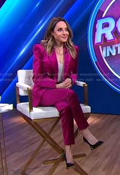 Gabby Bernstein’s fuchsia velvet suit on Good Morning America