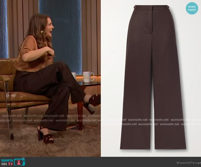 Gabriela Hearst Vesta wool-crepe flared pants worn by Drew Barrymore on The Drew Barrymore Show