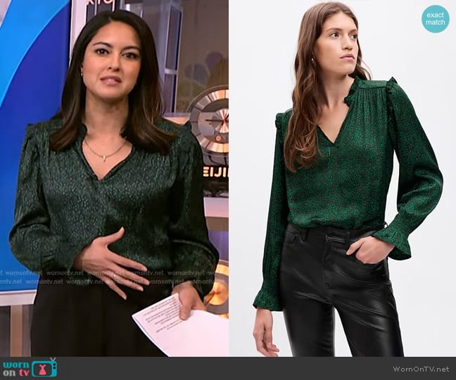 Gap Satin V-Neck Top worn by Valerie Castro on NBC News Daily