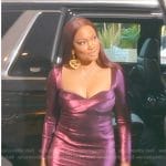 Garcelle’s metallic satin sweetheart dress on The Real Housewives of Beverly Hills