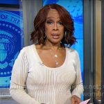 Gayle King’s beige rib knit dress on CBS Mornings