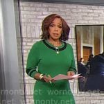 Gayle King’s green dress with black stripes on CBS Mornings