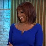 Gayle King’s blue notch neck dress on CBS Mornings