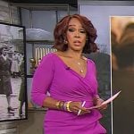 Gayle King’s pink faux wrap dress on CBS Mornings