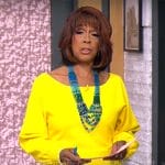 Gayle King’s yellow long sleeved dress on CBS Mornings