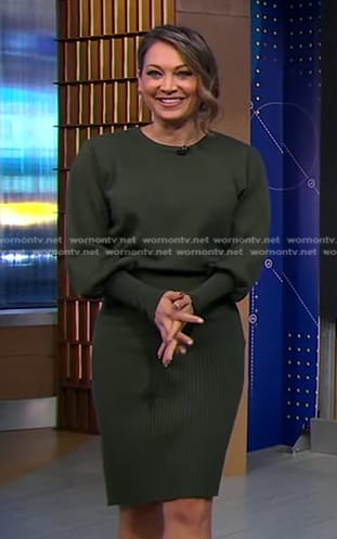 Ginger’s green sweater dress on Good Morning America