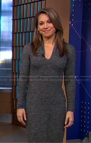 Ginger’s grey v-neck dress on Good Morning America