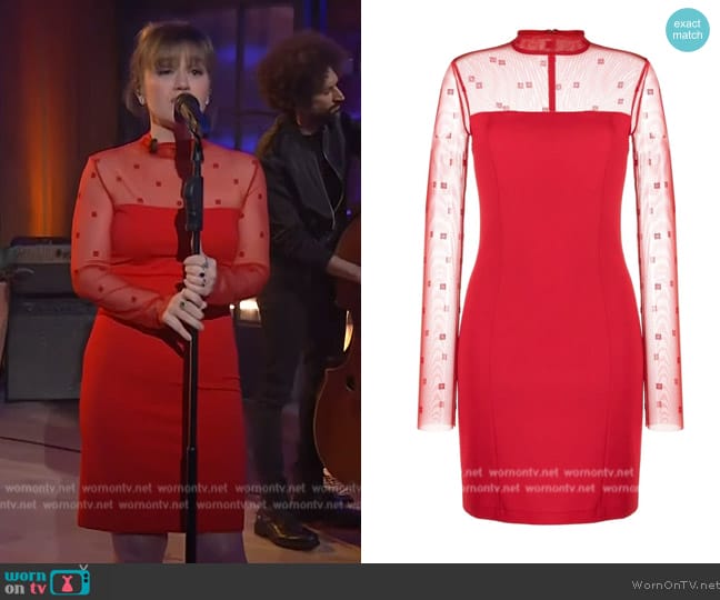 Givenchy 4G-print tulle-panelled minidress worn by Kelly Clarkson on The Kelly Clarkson Show