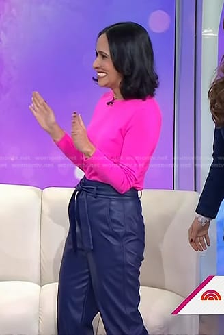 Grace Bastidas's blue leather pants on Today